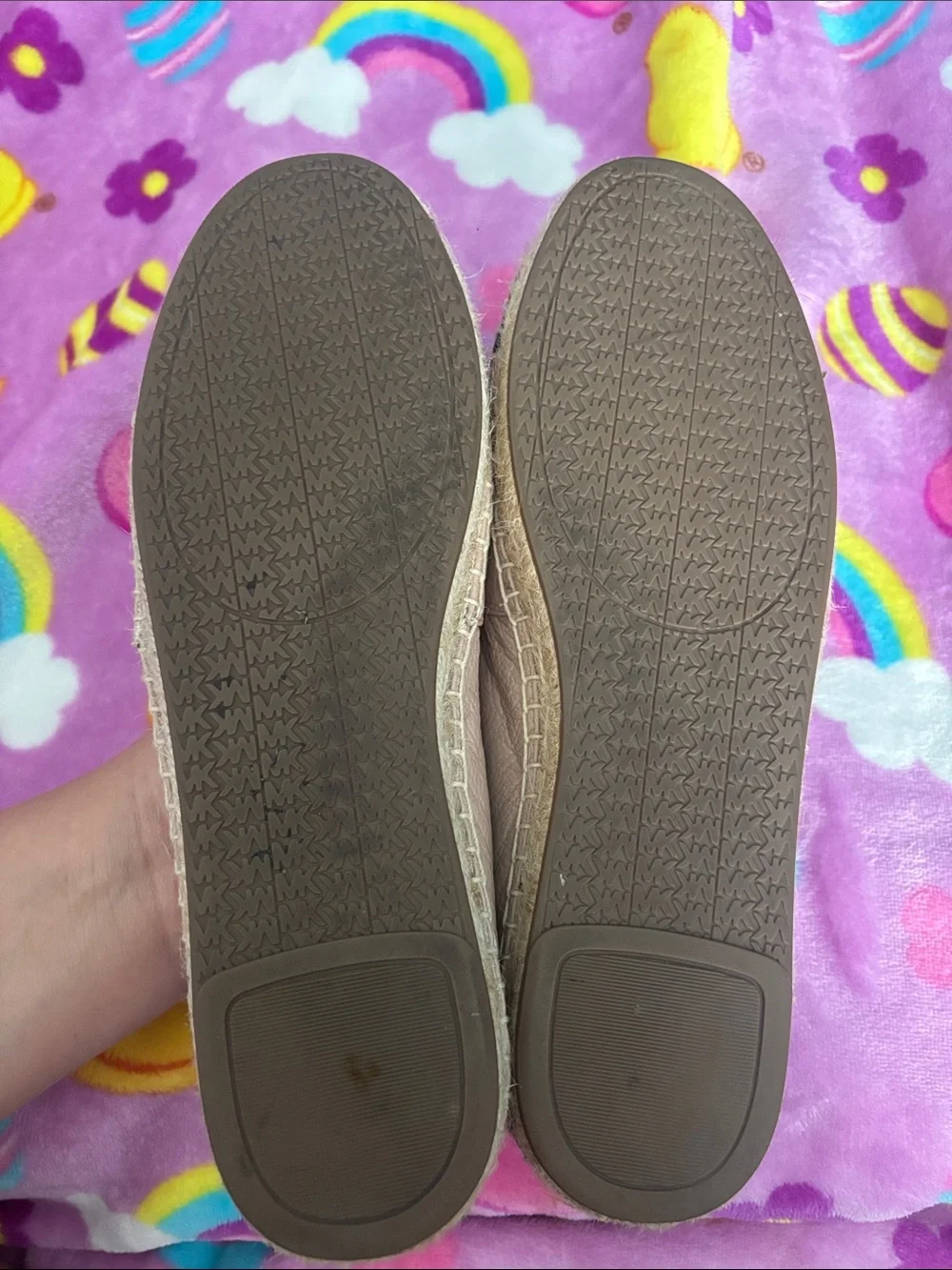 Michael Kors Blush Pink and Black Leather Espadrille Flats